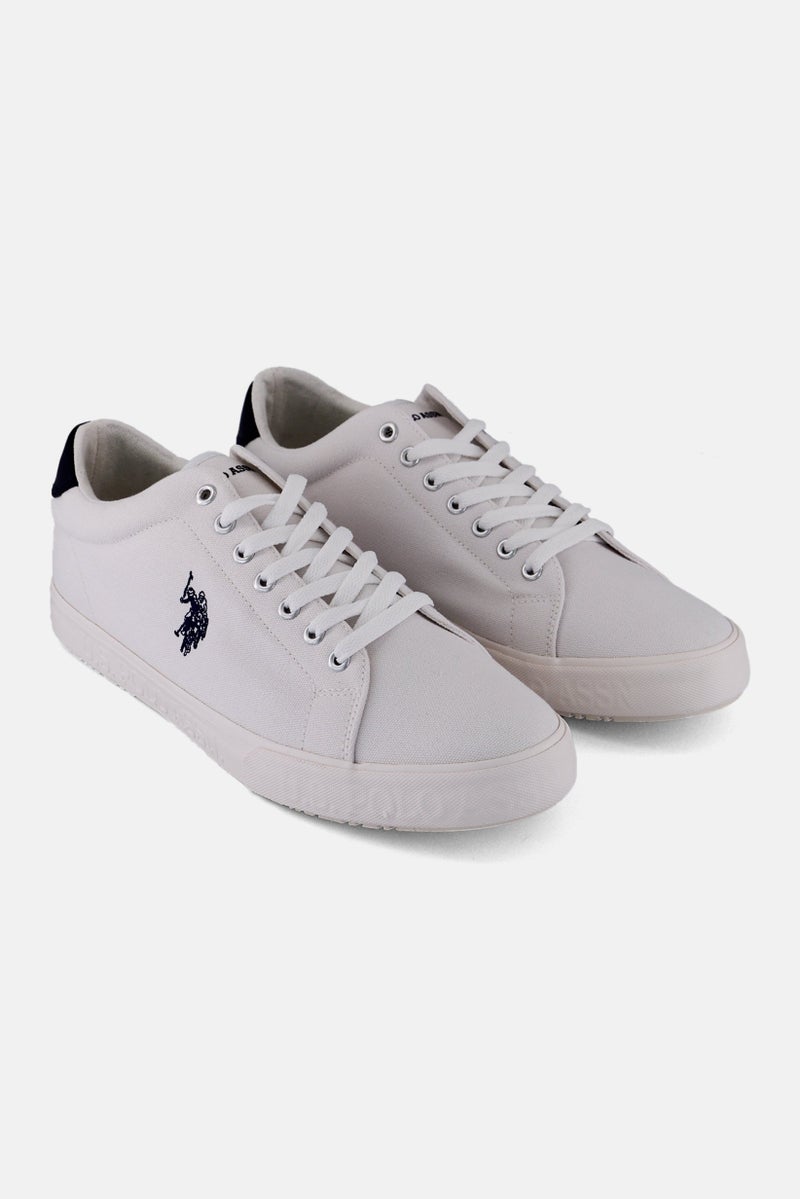 U.S. Polo Assn. Men Canvas-Eco Leather Lace Up Casual Shoes, White  - Image 1