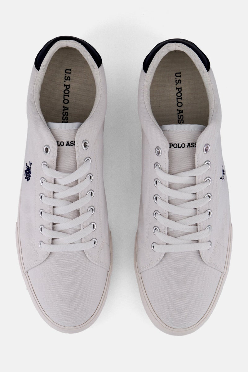 U.S. Polo Assn. Men Canvas-Eco Leather Lace Up Casual Shoes, White  - Image 2