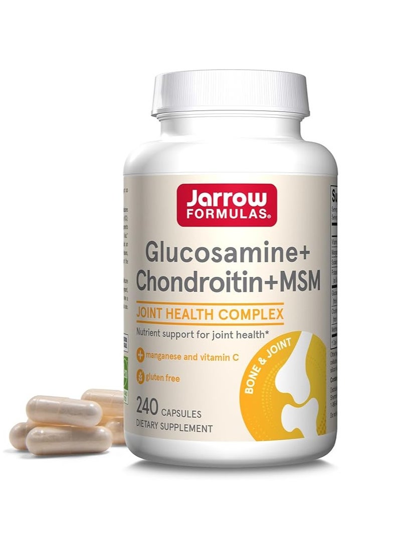 jarrow formulas Glucosamine + Chondroitin + MSM Joint Support Supplement 240 Capsules