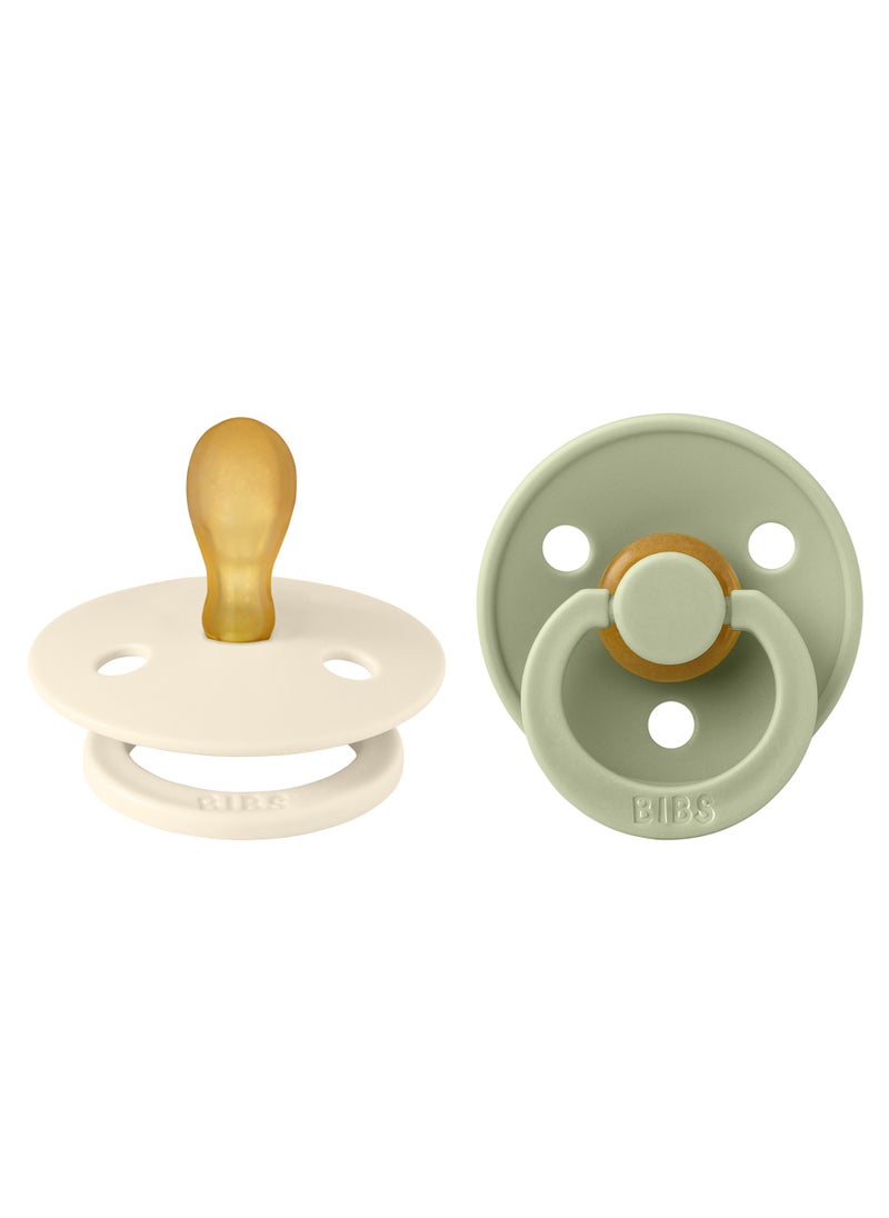 BIBS Pacifier Colour 2 PACK Latex Size 1 Symmetrical Ivory/Sage  - Image 2