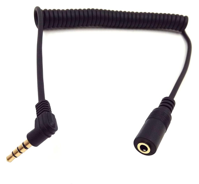 Halokny Coiled Stereo Audio Cable, 90 Degree 3.5mm 4 Pole TRRS Male to Female Spring Aux Adapter Translator Cable for Home/Car Stereo,Phone,Headset and More(M/F TRRS) - Image 1