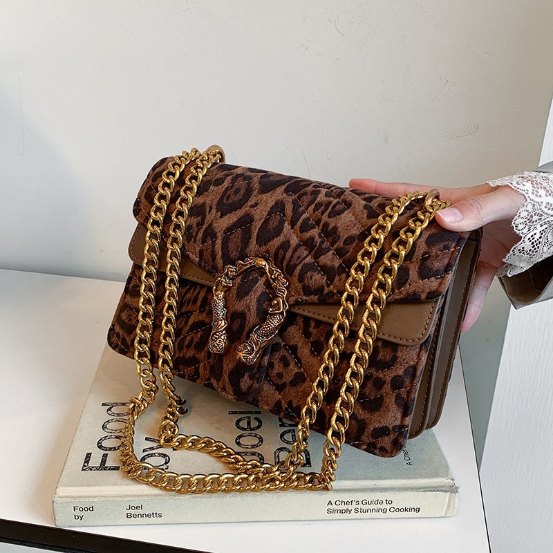 Niche Leopard Print Women'S Bag Shoulder Bag Fashion Simple Underarm Bag Chain Crossbody Bag Distinctive Crossbody Bag - Image 3