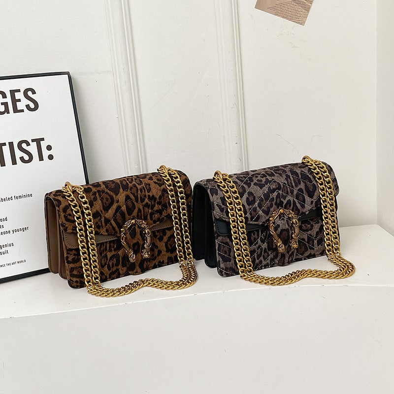 Niche Leopard Print Women'S Bag Shoulder Bag Fashion Simple Underarm Bag Chain Crossbody Bag Distinctive Crossbody Bag - Image 5