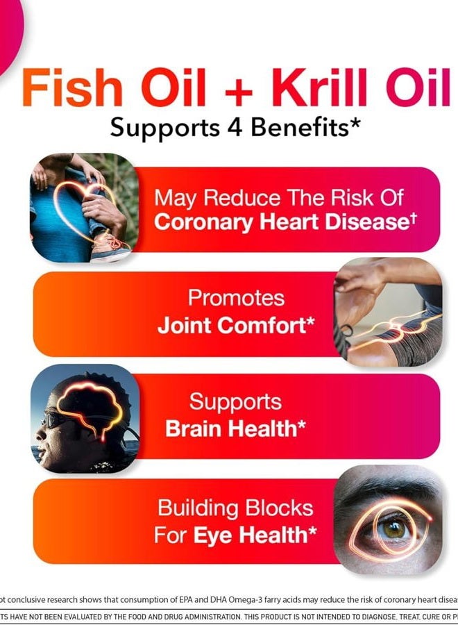 MegaRed Advanced 4 in 1 Omega-3 Fish Oil + Krill Oil, 80 Softgels (Pack of 2) - Image 2
