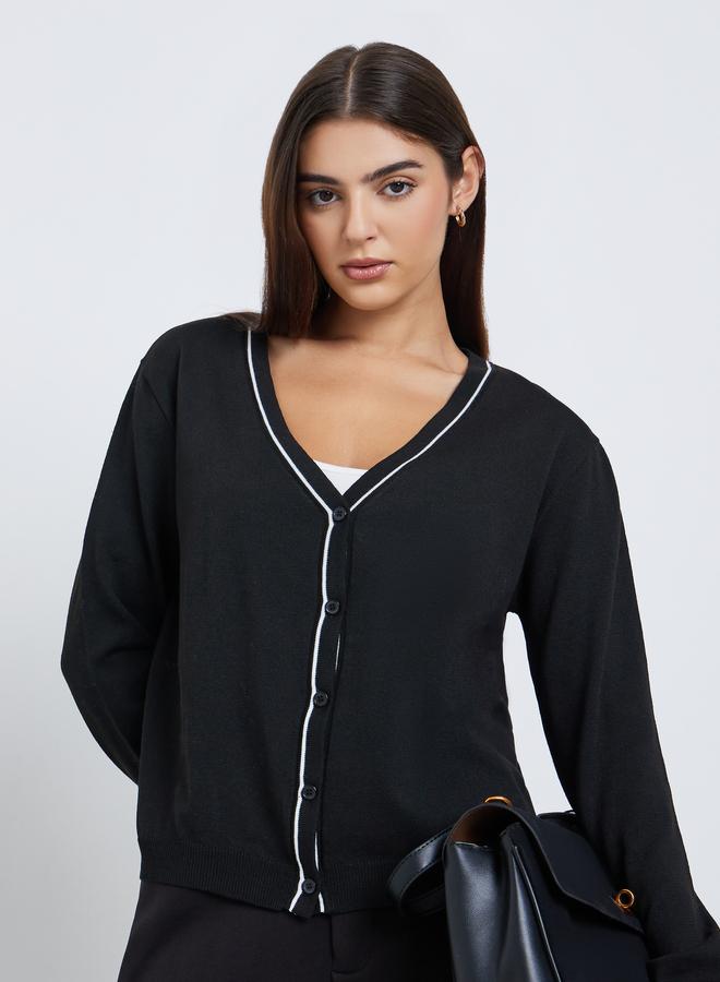 Styli Black Buttoned Cardigan Sweater - Image 3
