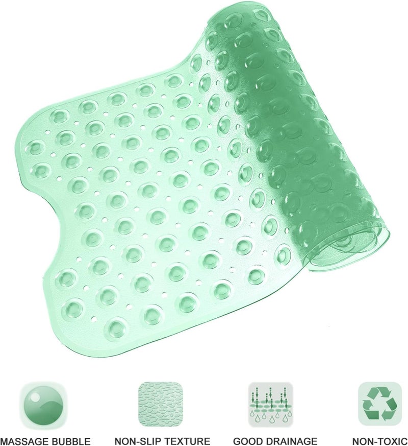 Linoows Bathtub and Shower Mats, Extra Long Non-Slip Bath Tub Mat 39 x 16 Inch, Machine Washable BathMat with Suction Cups & Drain Holes for Bathroom Floor, Clear Pale Green - Image 5