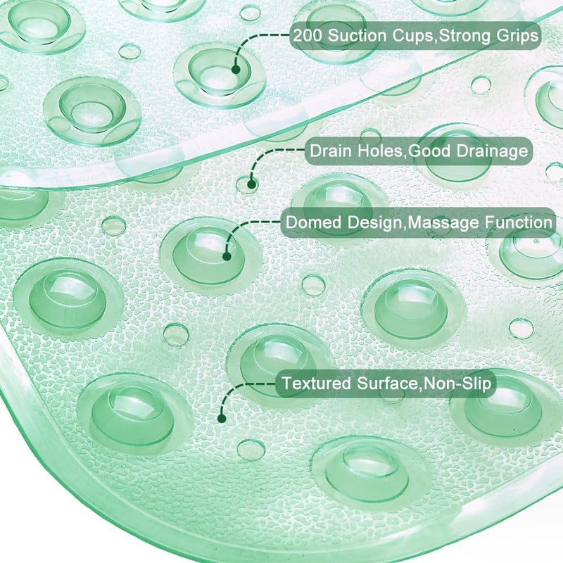 Linoows Bathtub and Shower Mats, Extra Long Non-Slip Bath Tub Mat 39 x 16 Inch, Machine Washable BathMat with Suction Cups & Drain Holes for Bathroom Floor, Clear Pale Green - Image 3