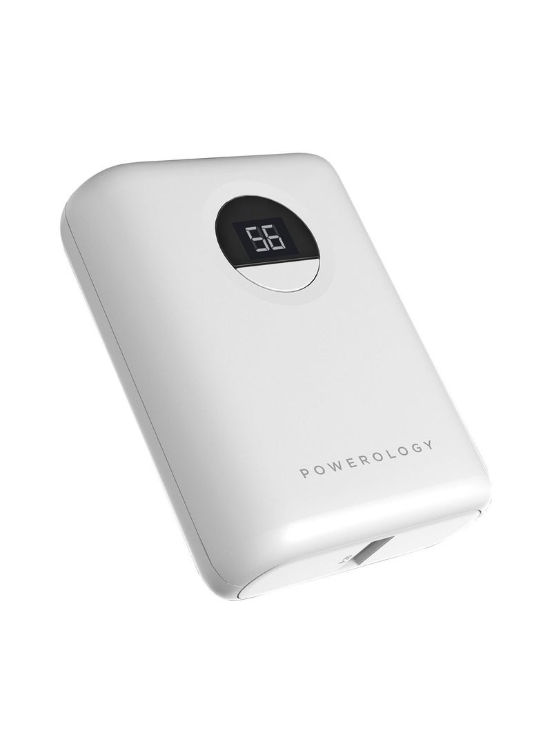 Powerology 10000mAh Portable Power Bank Portable/ Fast Charging/ Slim Design/Power Dash 3/ Digital Display - White - Image 1