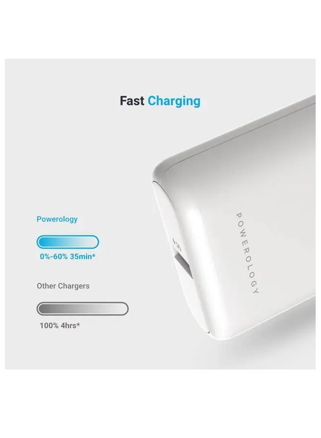 Powerology 10000mAh Portable Power Bank Portable/ Fast Charging/ Slim Design/Power Dash 3/ Digital Display - White - Image 5