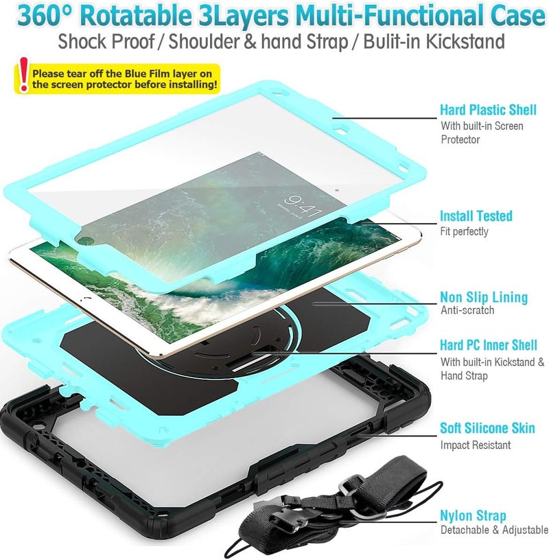SEYMAC stock Case for iPad Mini 7 (A17 Pro) 2024 / Mini 6 8.3'' with Screen Protector Pencil Holder [Rotating Stand & Strap], Drop-Proof Case for iPad Mini 7th / 6th Generation 8.3", Black - Image 4