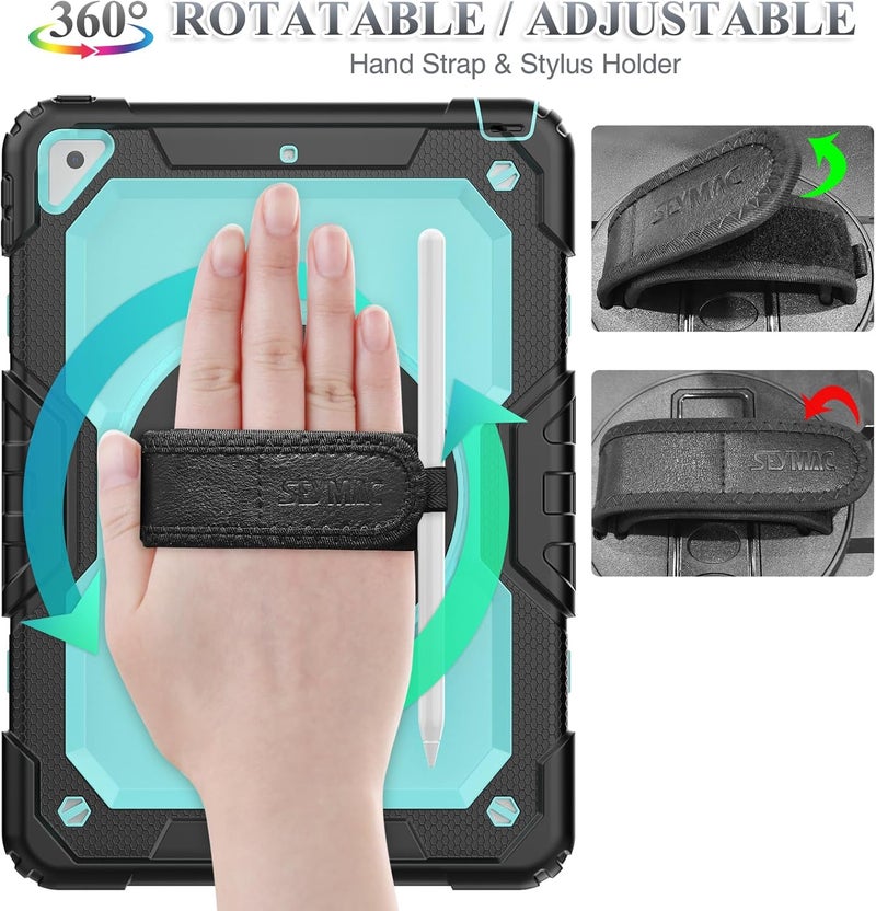 SEYMAC stock Case for iPad Mini 7 (A17 Pro) 2024 / Mini 6 8.3'' with Screen Protector Pencil Holder [Rotating Stand & Strap], Drop-Proof Case for iPad Mini 7th / 6th Generation 8.3", Black - Image 1