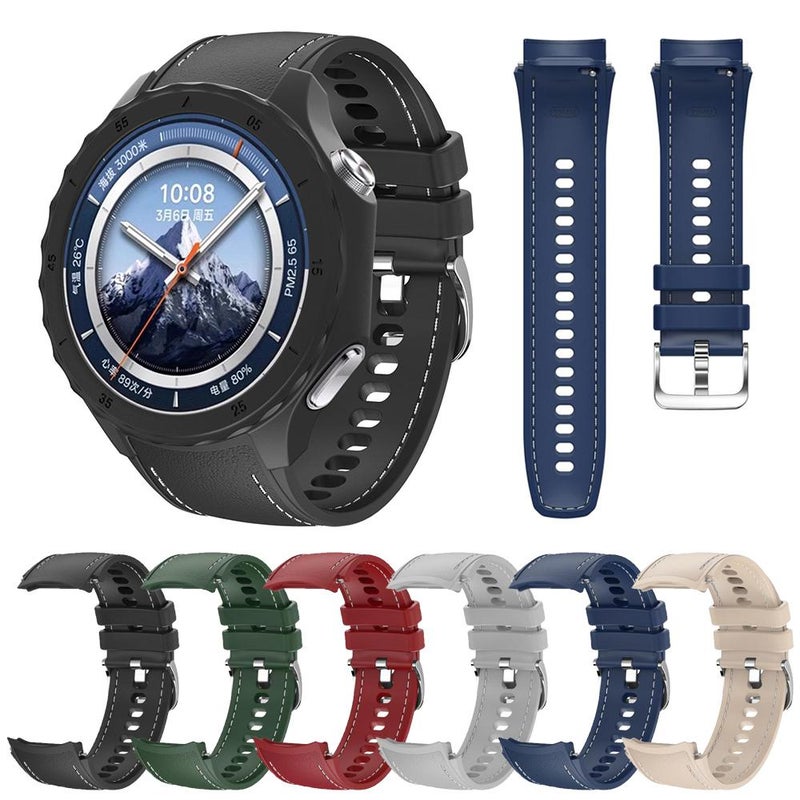 إيروريكس غطاء ساعة سيليكون لساعة Oppo Watch X2 Mini مع سوار ساعة سيليكون مخيط مدمج (أحمر) - Image 3