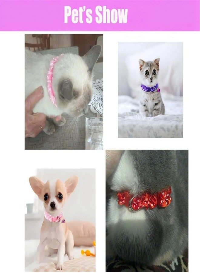 cyhaen Puppy Collar with Bell,2-Pack Basic Xs Dog Collar,Wave Point Lace Cat Collar with Bell Adjustable Buckle for XXS Xs Extra Small Tiny Little Pet Female Kitten Dogs Neck 7.5-12.5 Inch - Image 3
