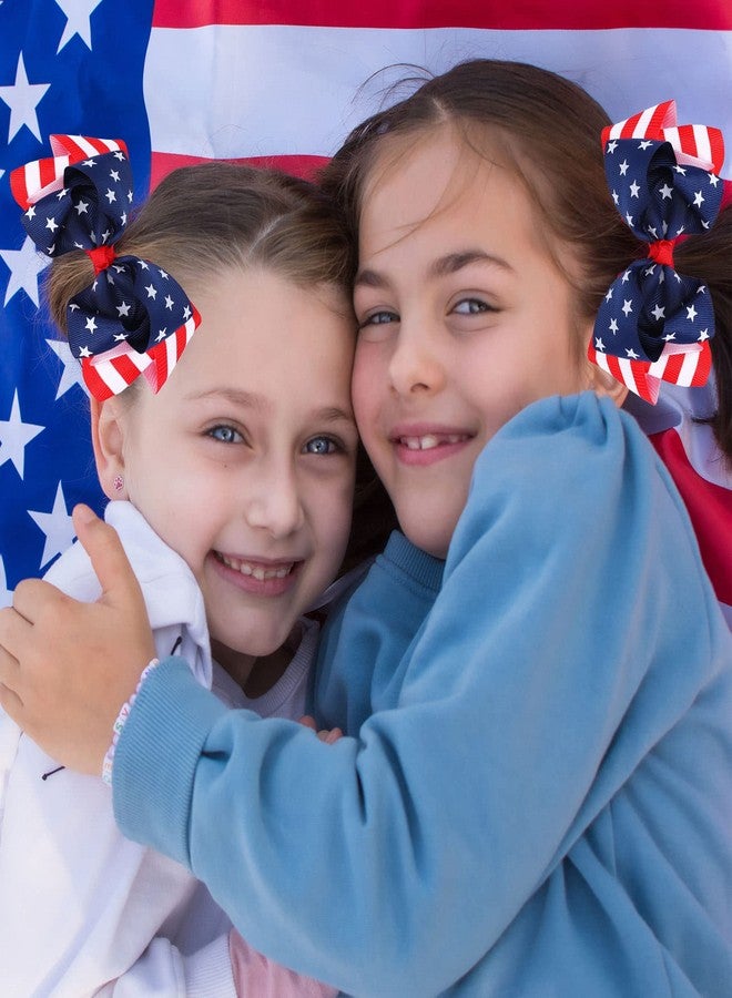 Whaline American Flag Hair Bow Clips Patriotic Independence Day Alligator Hair Pins Stars and Stripes Hair Barrette 4th of July Hair Clips For Baby Girls Women Hair Accessory, 2Pcs - Image 5