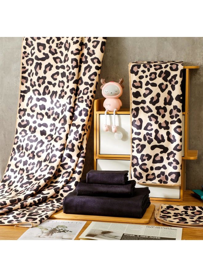 Yoande 6 Piece Towel Set Includes 2 Bath Towels 2 Hand Towels 2 Washcloths, Soft Absorbent Hand Towels Decorative Guest Towel Bathroom Towel Set (Brown Leopard Print and Black) - Image 2