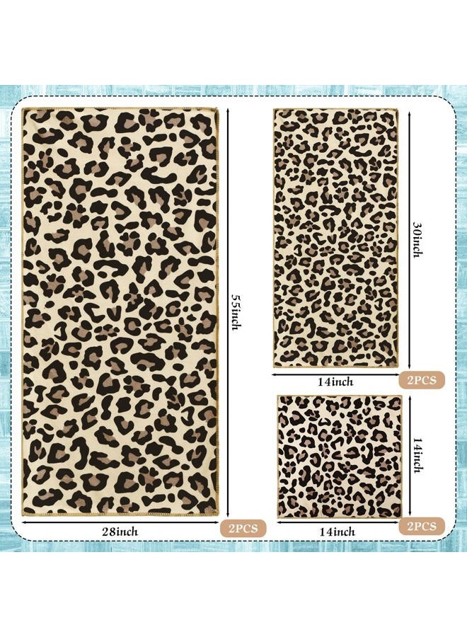 Yoande 6 Piece Towel Set Includes 2 Bath Towels 2 Hand Towels 2 Washcloths, Soft Absorbent Hand Towels Decorative Guest Towel Bathroom Towel Set (Brown Leopard Print and Black) - Image 3