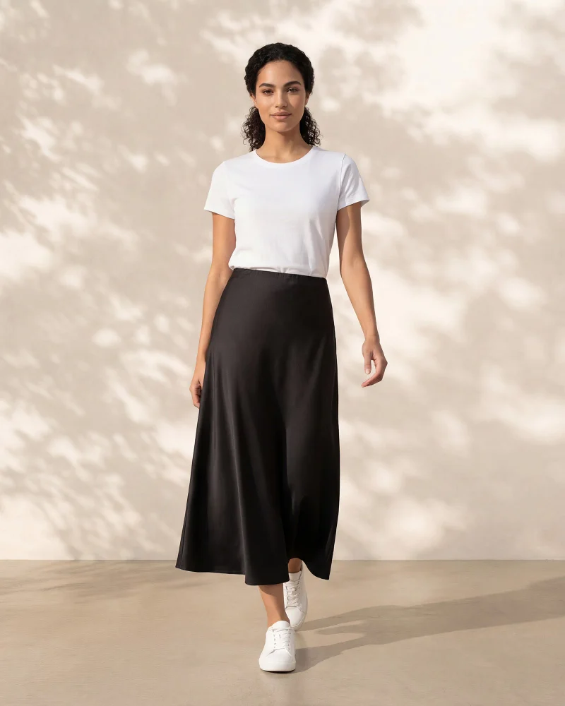 ردتاغ Women Black Solid Flared Skirt