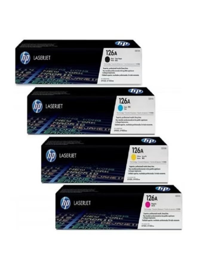 HP Toner HP 126A Toner Cartridge Set 4 Pack | Genuine LaserJet Toner Cartridges Black Cyan Yellow Magenta | Compatible with HP LaserJet Pro CP1025, CP1025nw, M175a, M175nw, M275 - Image 1
