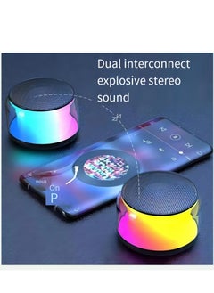 Generic Portable Bluetooth Speakers with Colorful Lights, Loud Sound, Small Bluetooth Speaker with Wireless Stereo Pairing, HiFi Sound, Long Playtime,for Shower,Home,Outdoor-W  - Image 3