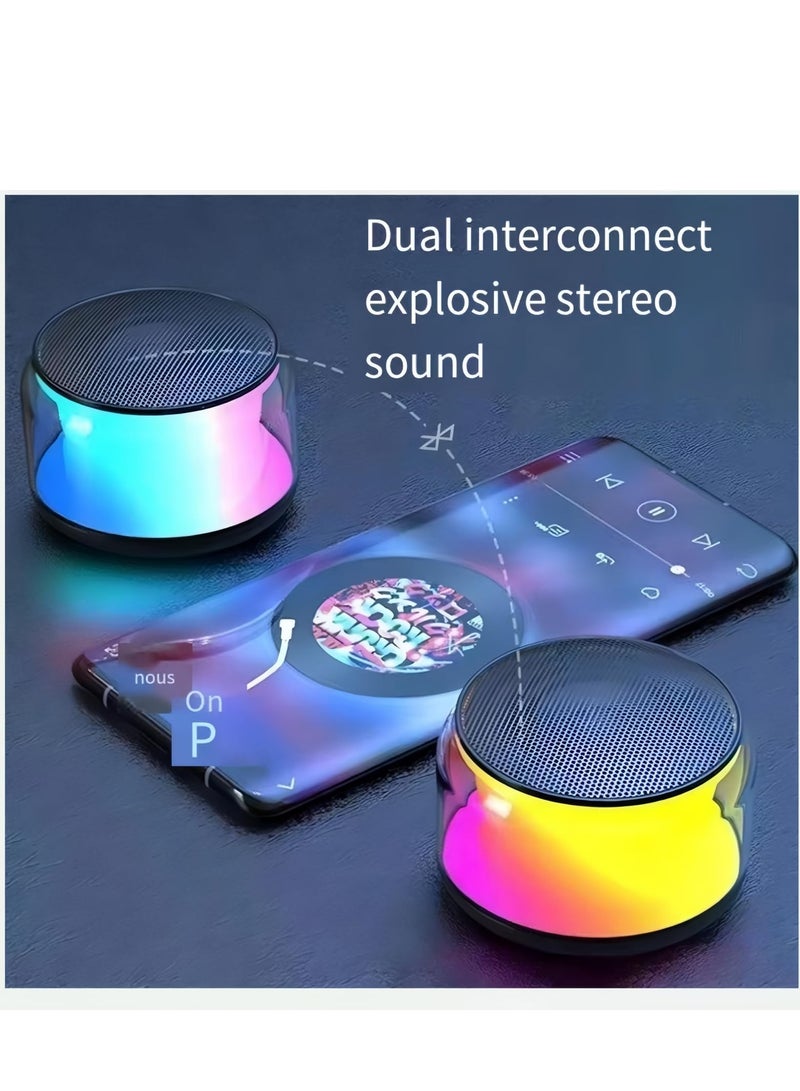 Portable Bluetooth Speakers with Colorful Lights, Loud Sound, Small Bluetooth Speaker with Wireless Stereo Pairing, HiFi Sound, Long Playtime,for Shower,Home,Outdoor-W  - Image 3