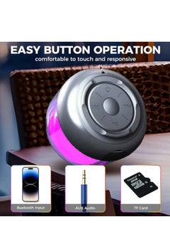 Generic Portable Bluetooth Speakers with Colorful Lights, Loud Sound, Small Bluetooth Speaker with Wireless Stereo Pairing, HiFi Sound, Long Playtime,for Shower,Home,Outdoor-W  - Image 5