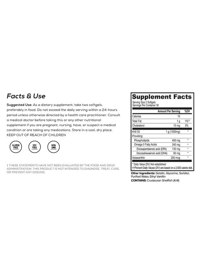 ONNIT Antarctic Krill Oil Soft Gels, Dietary Supplement with Omega-3s, EPA, DHA, Astaxanthin and Phospholipids to Support Coginitive, Cardiovascular and Joint Health, 1000mg Per Serving, 60 Count - Image 2