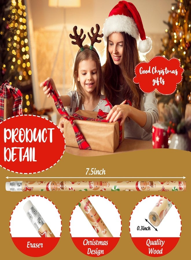 Whaline 36Pcs Christmas Pencils with Erasers Cute Gingerbread Man Writing Pencil Cartoon Christmas Wood Pencils for Winter Xmas Stationery Gift Party Favors - Image 2