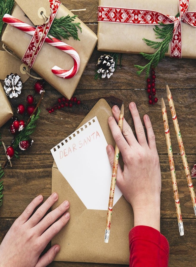 Whaline 36Pcs Christmas Pencils with Erasers Cute Gingerbread Man Writing Pencil Cartoon Christmas Wood Pencils for Winter Xmas Stationery Gift Party Favors - Image 4