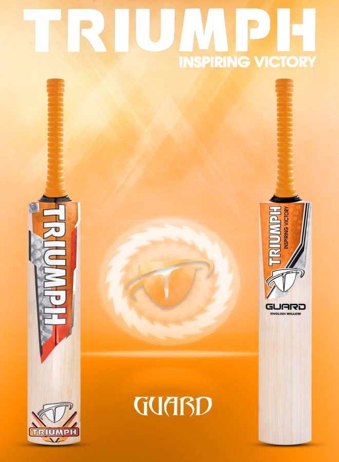 ترايامف مضرب كريكيت احترافي من خشب الصفصاف الإنجليزي للرجال من TRIUMPH Guard | جاهز للعب | خفيف الوزن مع كرة كريكيت من جلد TR-777-W، لون أبيض مدبوغ بالألومنيوم - Image 4