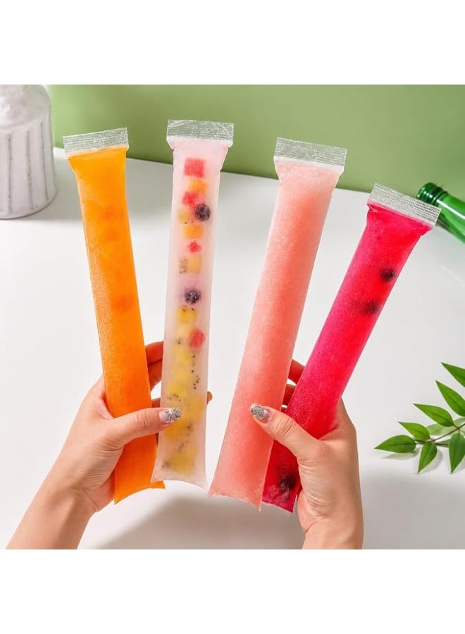 Disposable Ice Pop Bags for Freezing Juice and Smoothies, Pack of 100 | Clear Plastic; Suitable for Ice Pops, Yogurt, Fruit, and Treats; Single-Use; Fill-and-Freeze Design - Image 1
