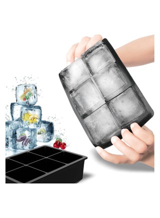 Cuisine Art Silicone Ice Cube Tray | 6 Large Square Ice Moulds | Flexible, BPA-Free, Non-Stick | Easy Release for Cocktails, Drinks | Black (16.3 x 11 x 4.5 cm) - pzsku/ZF81437DAA8BD40E0734BZ/45/_/1739163952/7374c8eb-7c27-4000-8abb-f479f233b551