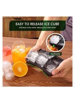 Cuisine Art Cuisine Art Silicone Ice Cube Tray | 6 Large Square Ice Moulds | Flexible, BPA-Free, Non-Stick | Easy Release for Cocktails, Drinks | Black (16.3 x 11 x 4.5 cm)  - Image 2