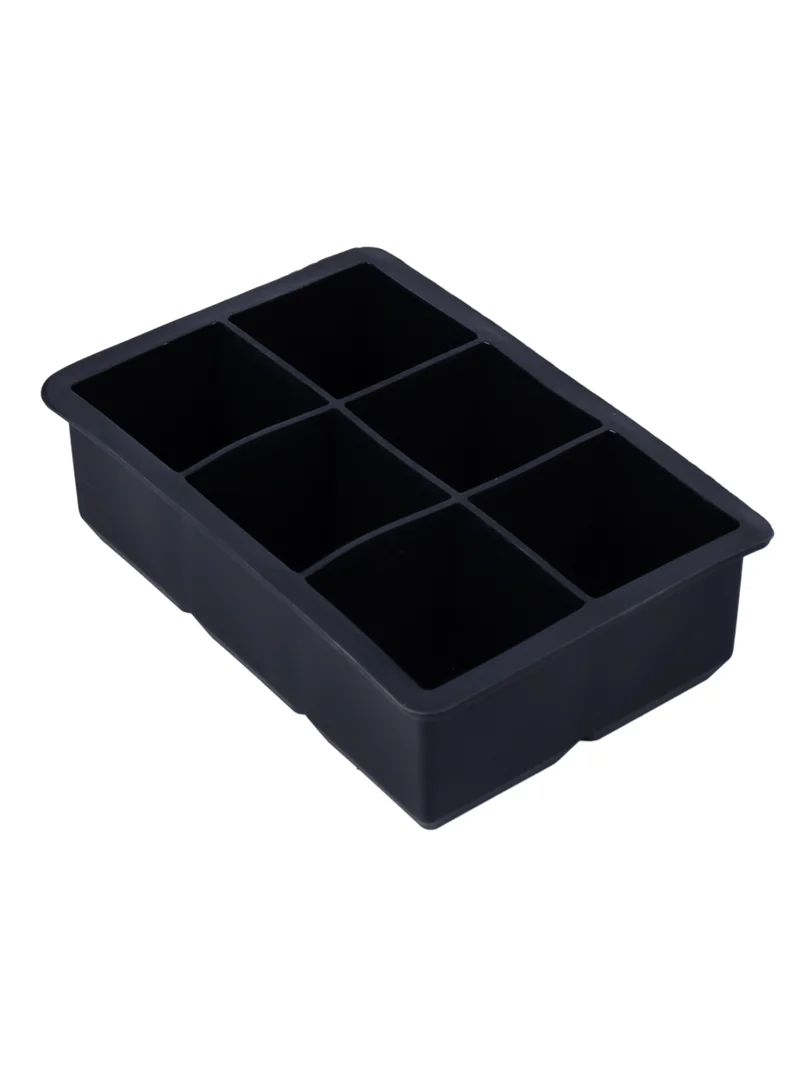 Cuisine Art Cuisine Art Silicone Ice Cube Tray | 6 Large Square Ice Moulds | Flexible, BPA-Free, Non-Stick | Easy Release for Cocktails, Drinks | Black (16.3 x 11 x 4.5 cm)