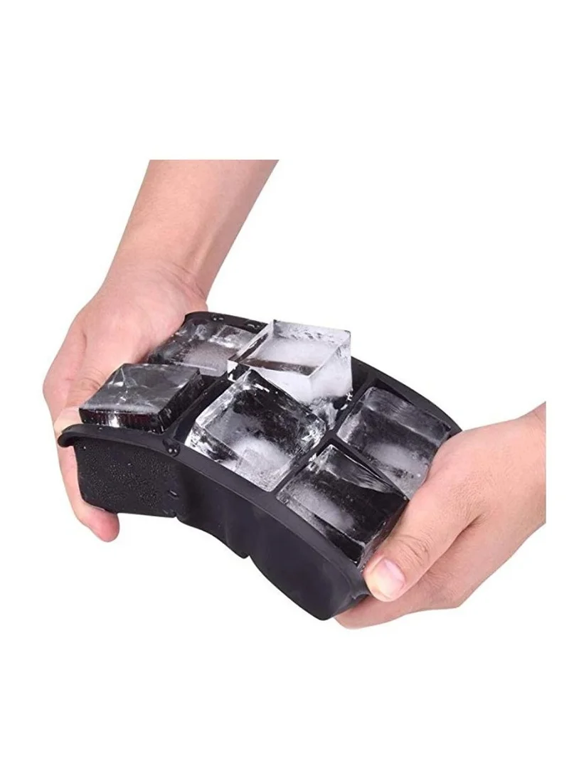 Cuisine Art Cuisine Art Silicone Ice Cube Tray | 6 Large Square Ice Moulds | Flexible, BPA-Free, Non-Stick | Easy Release for Cocktails, Drinks | Black (16.3 x 11 x 4.5 cm)