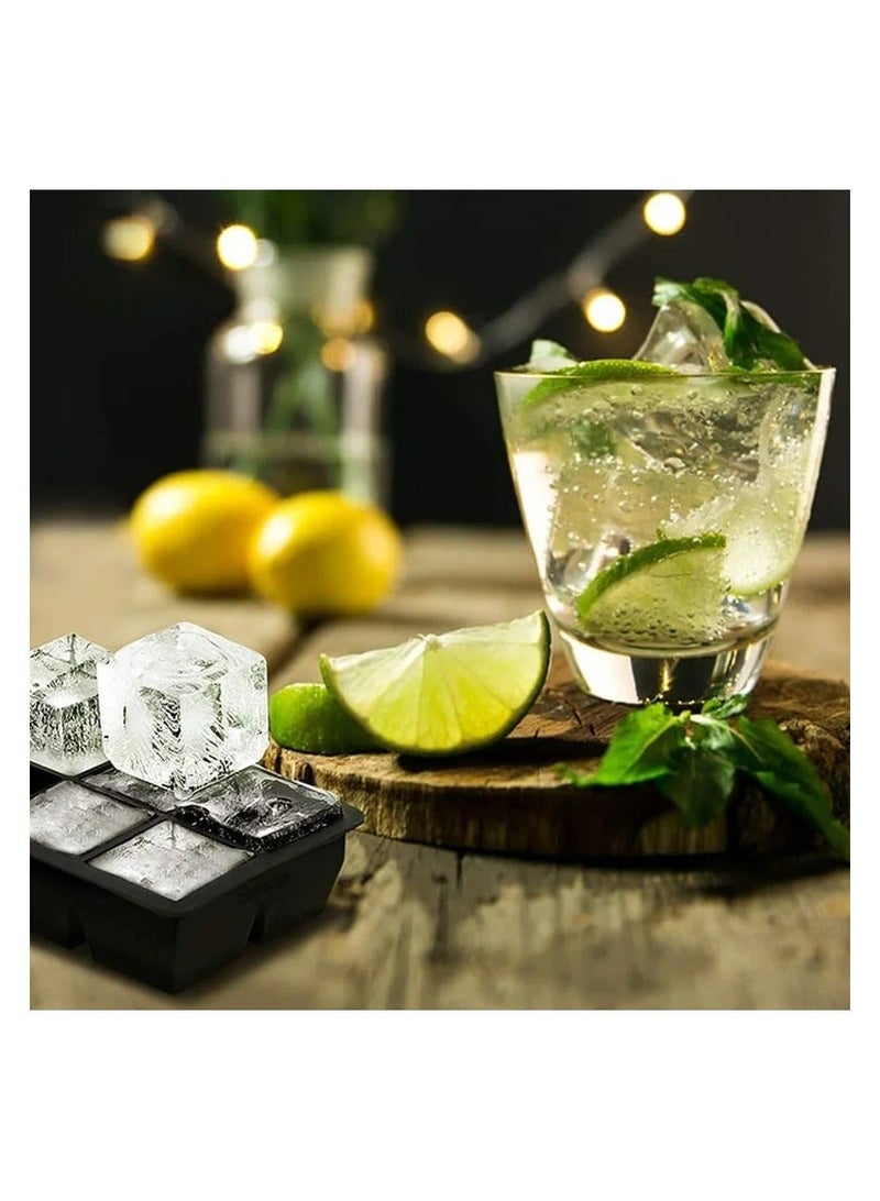 Cuisine Art Silicone Ice Cube Tray | 6 Large Square Ice Moulds | Flexible, BPA-Free, Non-Stick | Easy Release for Cocktails, Drinks | Black (16.3 x 11 x 4.5 cm) - Image 2