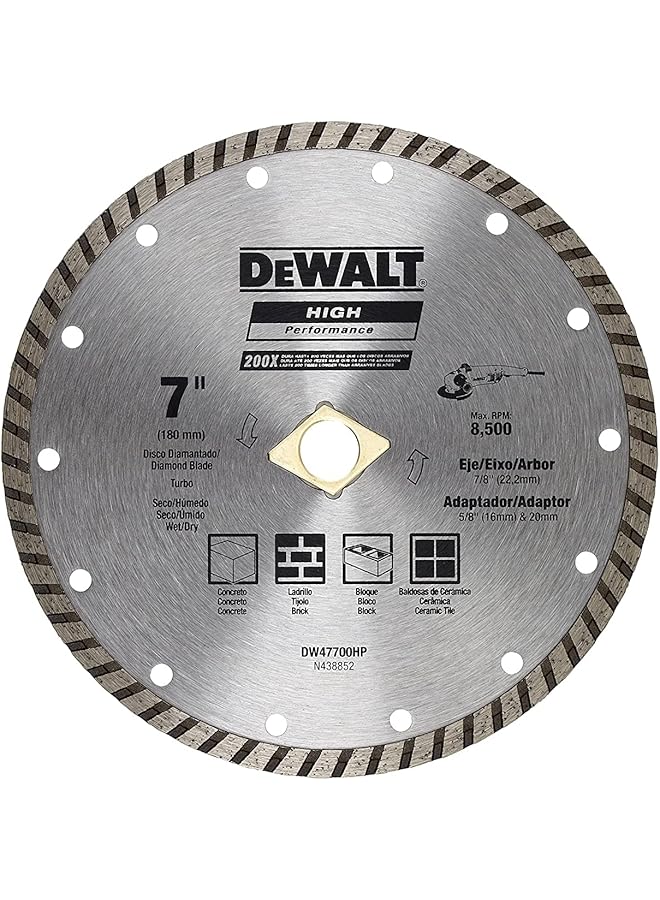 DEWALT Diamond Blade Turbo Wheel 7 Inch Diameter - Image 1