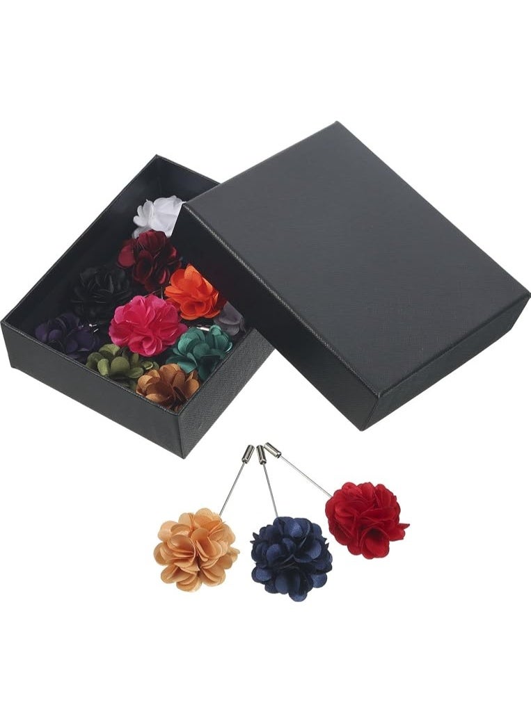 15 قطعة الرجال لوبل دبوس اليدوية الصنع الساتن زهرة Boutonniere دبوس مع GIF - Image 2