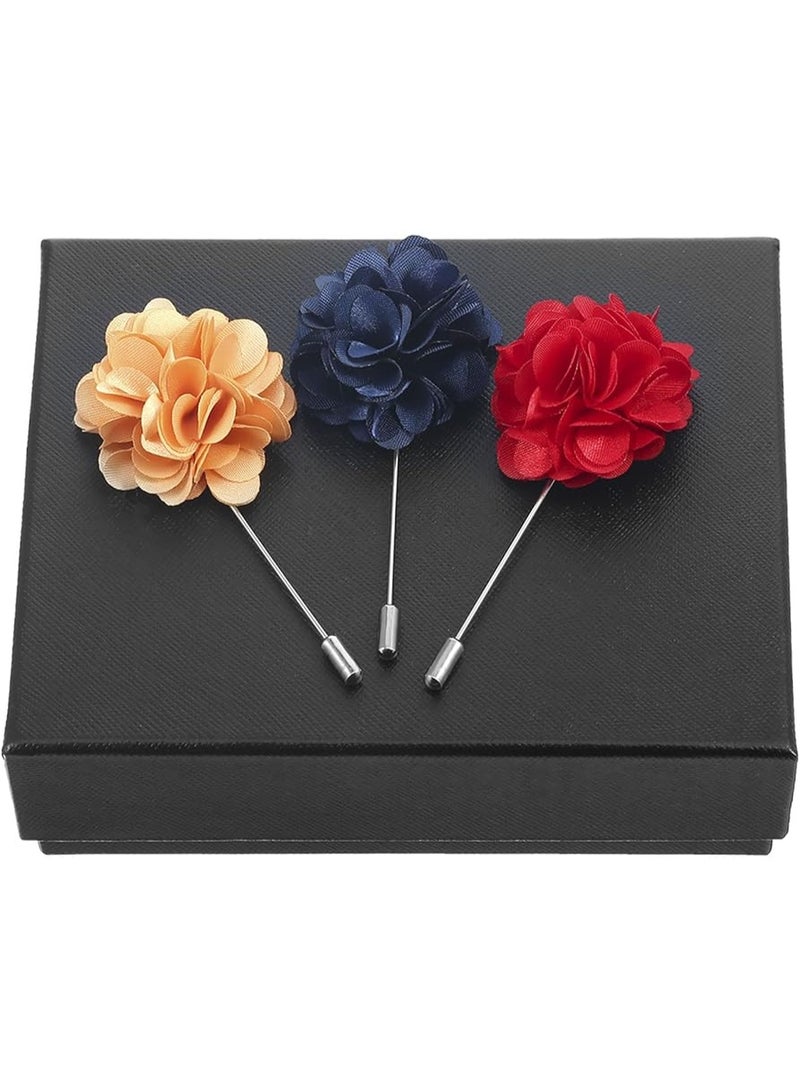 15 قطعة الرجال لوبل دبوس اليدوية الصنع الساتن زهرة Boutonniere دبوس مع GIF - Image 5