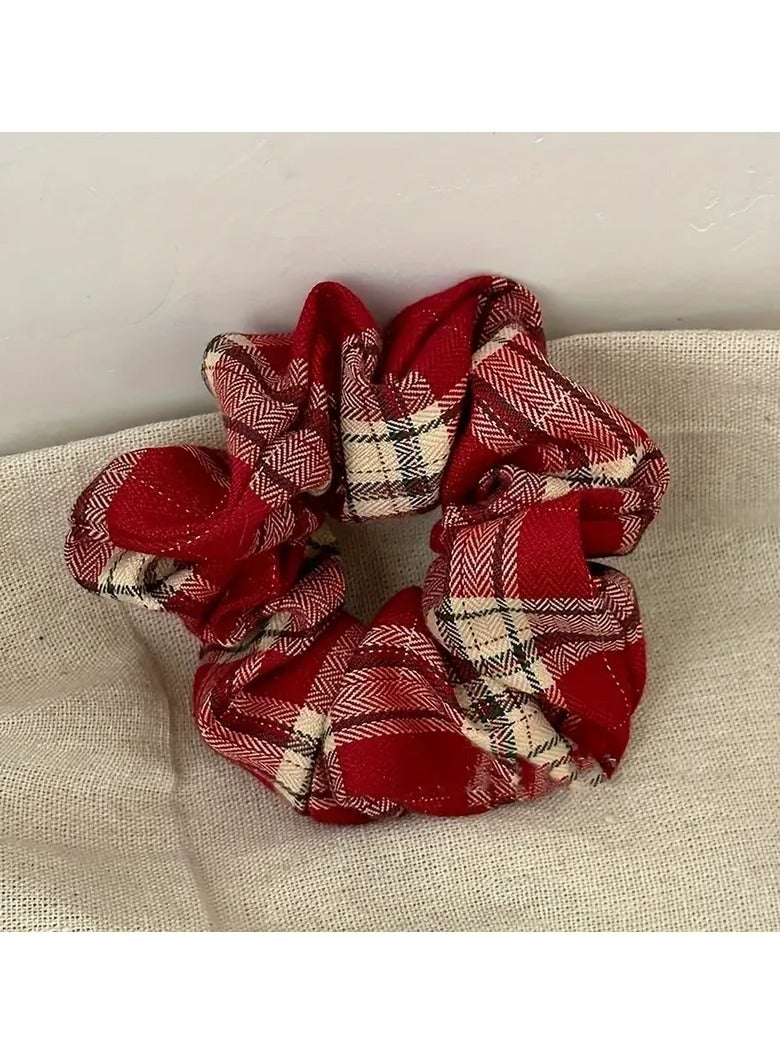 Goolsky Velvet Scrunchies Set for Women - Assorted Colors, Vintage & Simple Style, Checkered Print, Hollow-Out Design, Fabric Hair Ties for Bun & Ponytail, Ideal for Autumn Daily Use - Image 1