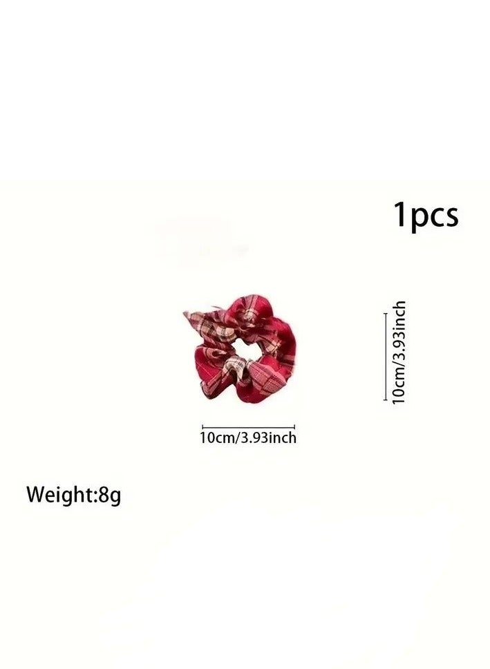 Goolsky Velvet Scrunchies Set for Women - Assorted Colors, Vintage & Simple Style, Checkered Print, Hollow-Out Design, Fabric Hair Ties for Bun & Ponytail, Ideal for Autumn Daily Use - Image 3