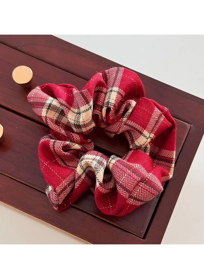 Goolsky Velvet Scrunchies Set for Women - Assorted Colors, Vintage & Simple Style, Checkered Print, Hollow-Out Design, Fabric Hair Ties for Bun & Ponytail, Ideal for Autumn Daily Use - Image 4