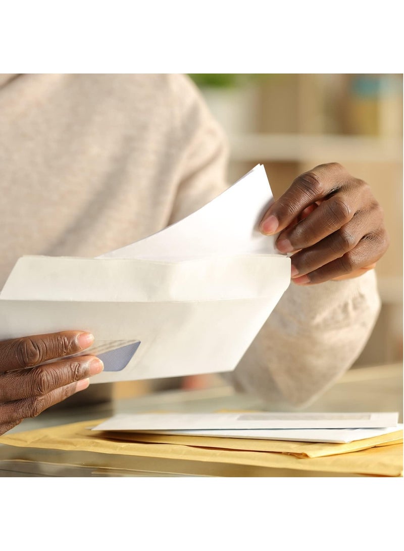 MARKQ [عبوة من 500] أظرف بيضاء مع نافذة، [4” × 9”] أظرف بريدية قابلة للتقشير والإغلاق [80 جرام] للإرسال للمكتب المنزلي والتجارة الإلكترونية - Image 2