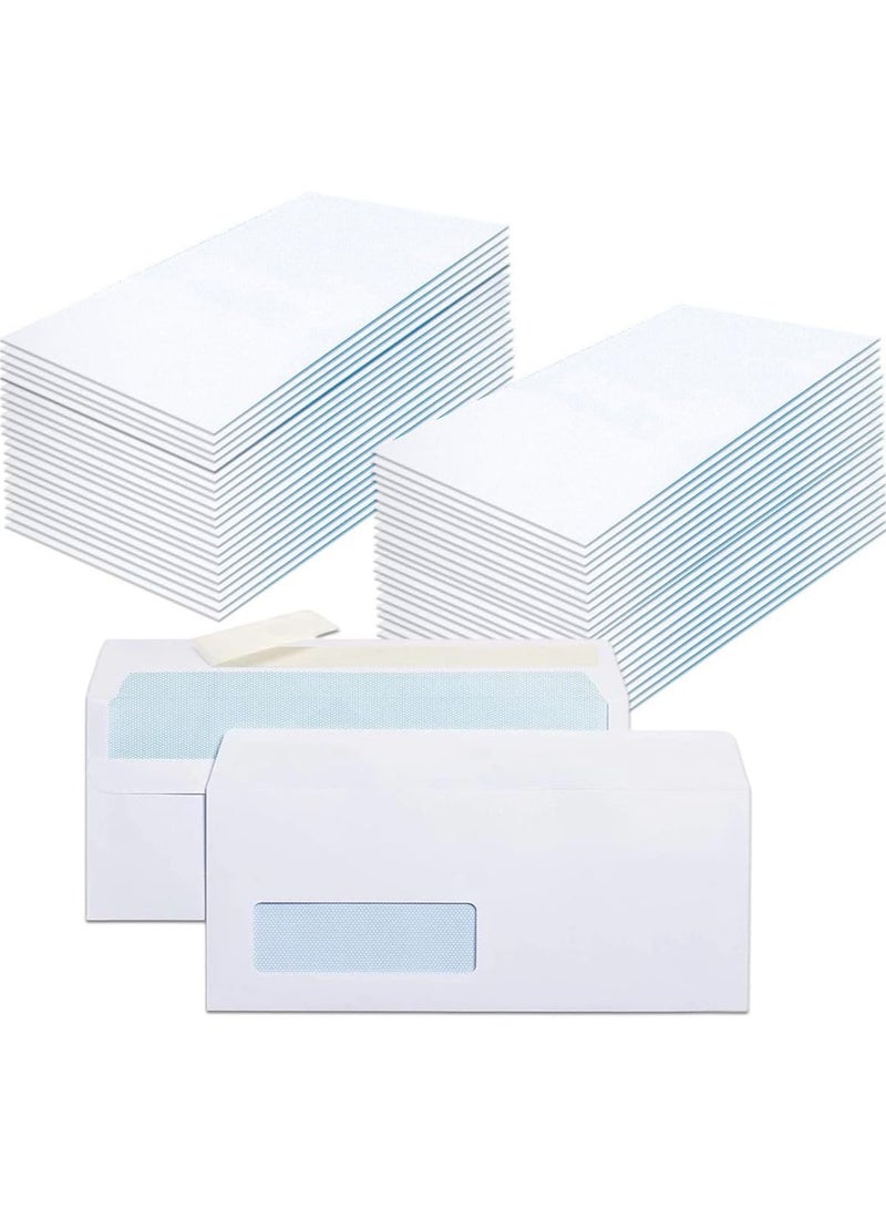 MARKQ [عبوة من 500] أظرف بيضاء مع نافذة، [4” × 9”] أظرف بريدية قابلة للتقشير والإغلاق [80 جرام] للإرسال للمكتب المنزلي والتجارة الإلكترونية - Image 1