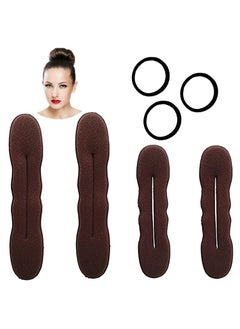 Styla Hair Styla Hair Magic Bun Maker (2 Small, 2 Large) Foam Sponge Bun Shaper Hair Accessories (Brunette) 