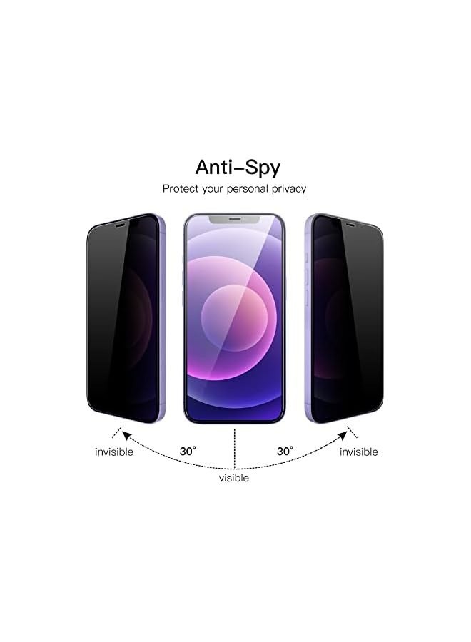 Jetech Privacy Full Coverage Screen Protector for iPhone 12/12 Pro 6.1-Inch, Anti-Spy Tempered Glass Film, Edge to Edge Protection Case-Friendly, 2-Pack - Image 2