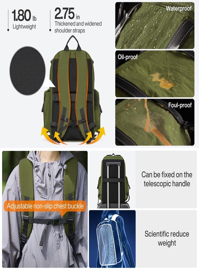 mixi Travel Backpack for Women Men, 18 Inch Carry On Laptop Backpack Flight Approved fits 16'' Laptop, Lightweight Waterproof Hiking Backpack Travel Outdoor Business Casual Daypack, Jungle Green - Image 4