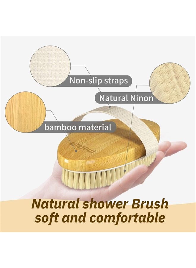Metene Dry Brush, 2 Pack Dry Brushing Body Brush with Soft and Stiff Natural Bristles, Body Exfoliating Scrub Brush for Cellulite and Lymphatic, Improve Your Circulation, Dry Body Brush for Massage - Image 3