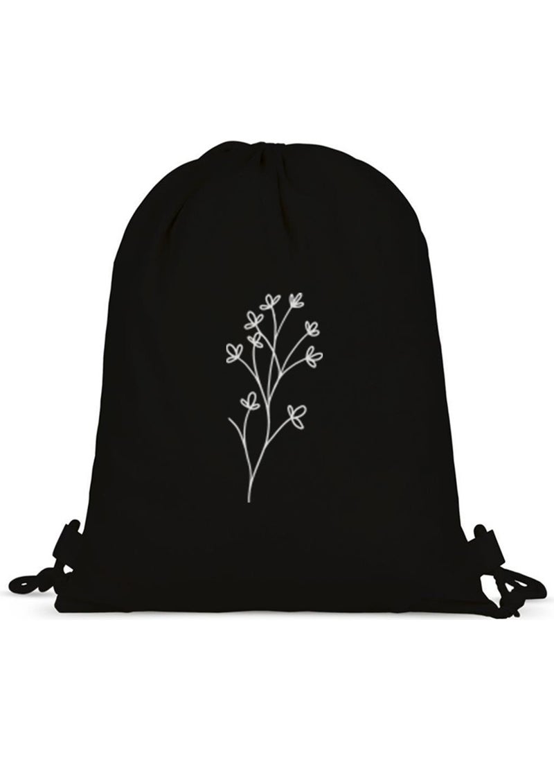 Tabby Design - Minimal Floral Printed Drawstring Backpack - Image 1
