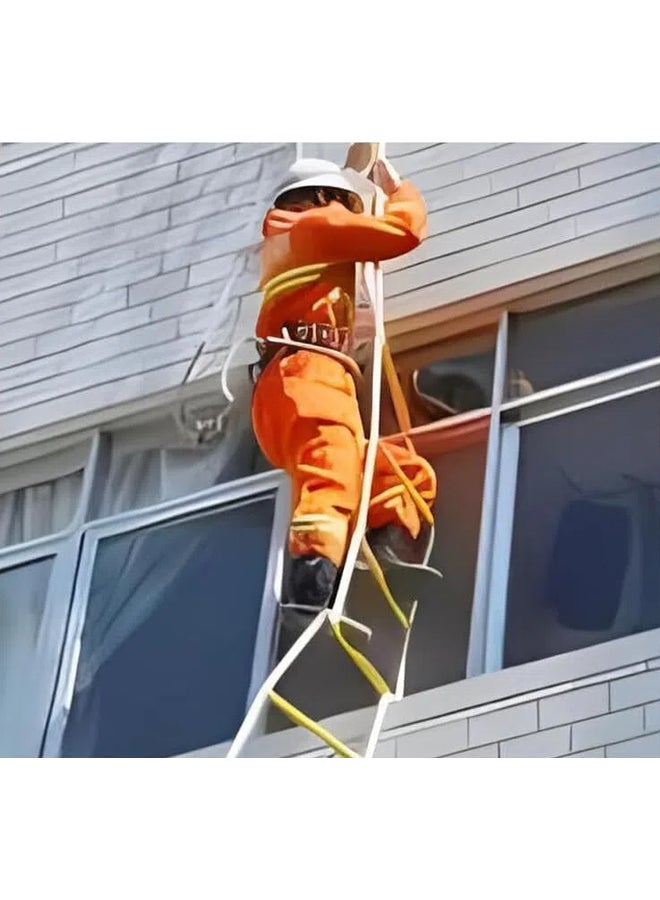 سلم طوارئ للحريق، سلم حبل بطول 16.4 قدم، سلم تمديد آمن مقاوم للهب مع خطافين ومسامير تمدد قابلة لإعادة الاستخدام من طابقين، كل عصا سلم تتحمل وزنًا يصل إلى 220 رطلاً - Image 4