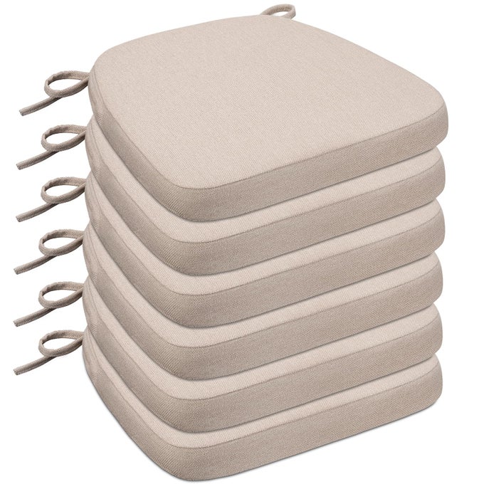 CHAIR CUSHIONS FOR DINING CHAIRS DSHAPED SEAT CUSHIONS WITH REMOVABLE WASHABLE COVER AND TIES CHAIR PADS FOR KITCHEN INDOOR DINING ROOM PATIO CHAIRS 17 X 16 SET OF 6 BEIGE